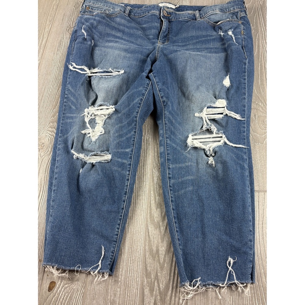 Torrid Jeans Womens 26 Boyfriend Crop Distressed Dark Wash Denim High Rise 26 In
